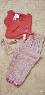 Pyjama Femme Haute Qualité "Câlin Terracotta" – Ensemble Côtelé & Pantalon Ajusté – Image 2