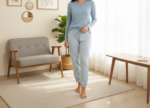 Pyjama Femme Haute Qualité "Ciel d'Azur" – Ensemble Côtelé Bleu & Pantalon Jogger – Image 7