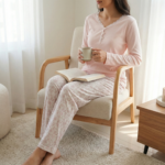 Pyjama Haute Qualité "Douceur Florale" – Ensemble Cocooning Rose Poudré & Dentelle – Image 5