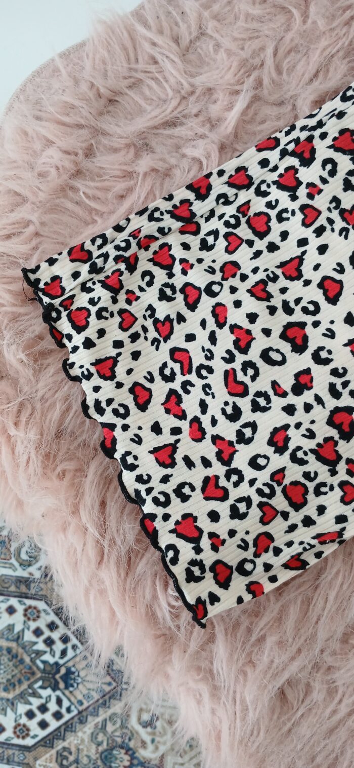 Ensemble Pyjama "Love Print" – Blanc à Motifs Cœurs & Léopard – Image 5