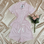 Pyjama femme rose à rayures – 95% coton