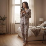 Ensemble Pyjama "Love Print" – Blanc à Motifs Cœurs & Léopard – Image 2