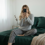 Pyjama pour femmes "Wild Grey" – Haut Côtelé & Pantalon Léopard