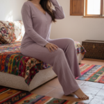 Ensemble Pyjama "Lilac Softness" – Mauve Poudré & Maille Texturée