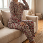 Ensemble Pyjama "Love Print" – Blanc à Motifs Cœurs & Léopard