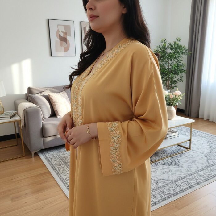 Robe d'hôtesse avec perlage fait à la main ✨️ le tissu Mlifa  qualité premium 🌸 – Image 2