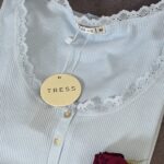 Pyjamas été pyjama femme coton bleu dentelle TRESS – Image 2