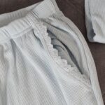 Pyjamas été pyjama femme coton bleu dentelle TRESS – Image 3