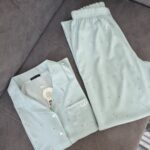 Pyjamas été femme en coton premium vert d’eau – Image 2