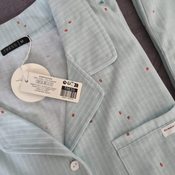 Pyjamas été femme en coton premium vert d’eau – Image 3