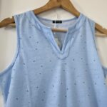 Chemise de nuit pour femme coton bleu ciel TRESS – Image 3