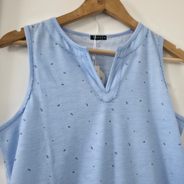 Chemise de nuit pour femme coton bleu ciel TRESS – Image 3