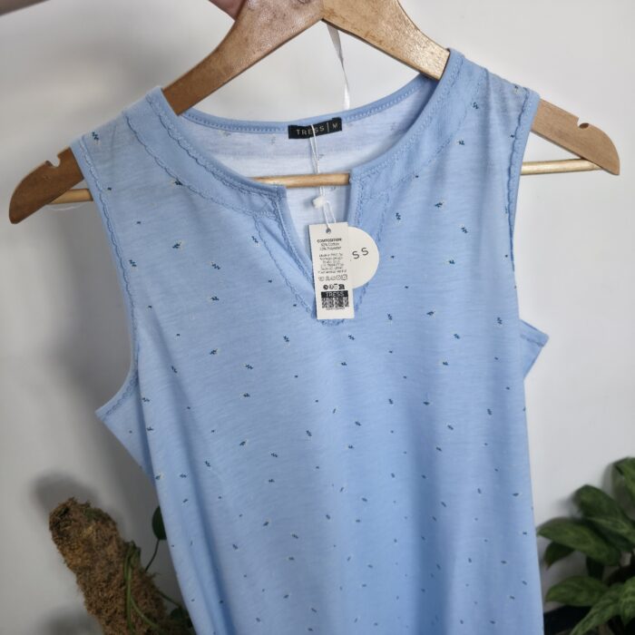 Chemise de nuit pour femme coton bleu ciel TRESS – Image 4