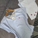 Pyjama été femme coton bleu ciel dentelle - TRESS – Image 2