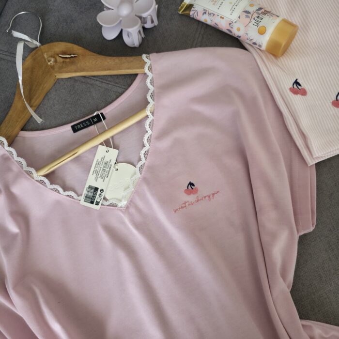 Pyjama femme coton confortable rose clair TRESS – Image 3